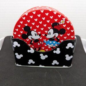 Tin Box Company Disney MICKEY & MINNIE 6 pc Coaster Set & Standing Metal Holder